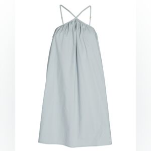 Light Blue Halter Maxi Dress with Cross Back Straps